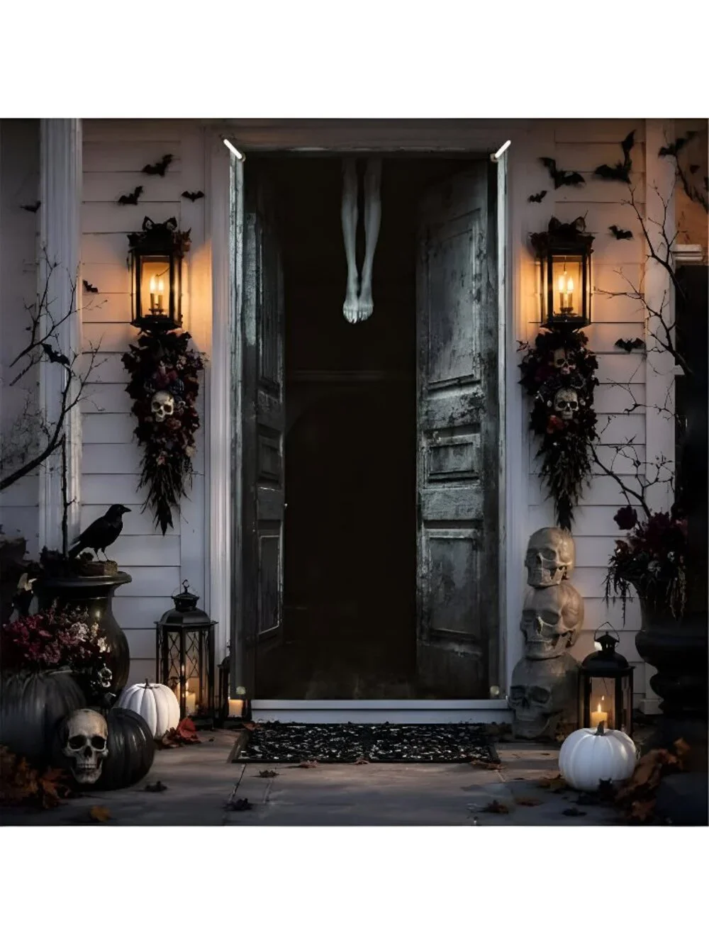 Halloween Door Cover Halloween Door Decorations 71X35 inch Scary Door Cover